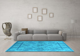 Machine Washable Oriental Light Blue Industrial Rug in a Living Room, wshurb3165lblu