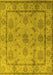 Machine Washable Oriental Yellow Industrial Rug, wshurb3165yw