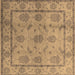 Square Machine Washable Oriental Brown Industrial Rug, wshurb3165brn