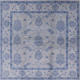 Square Machine Washable Industrial Modern Blue Gray Rug, wshurb3165