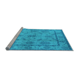 Sideview of Machine Washable Oriental Light Blue Industrial Rug, wshurb3165lblu