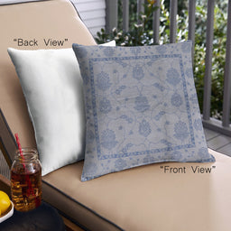 Front View of Mid-Century Modern Urban Square Blue Gray Throw Pillow, 18 inch by 18 inch, pwurb3165