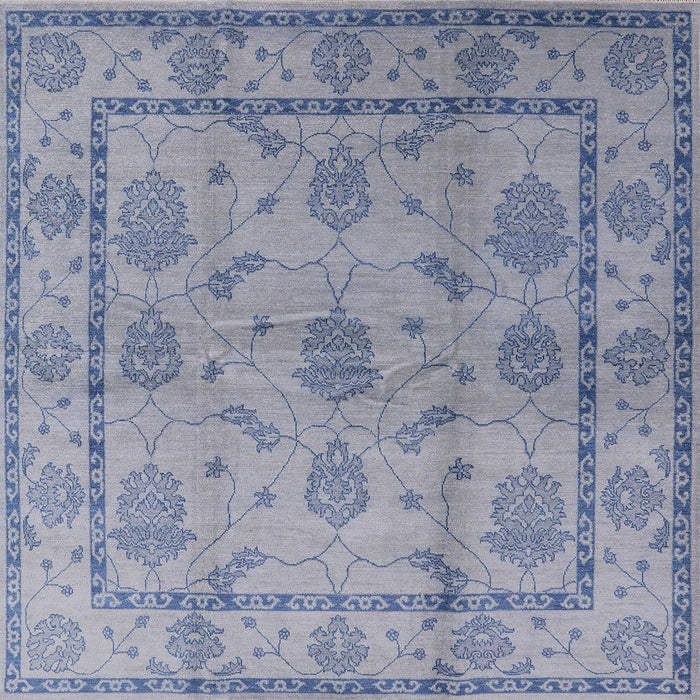 Square Mid-Century Modern Blue Gray Oriental Rug, urb3165