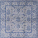 Square Mid-Century Modern Blue Gray Oriental Rug, urb3165