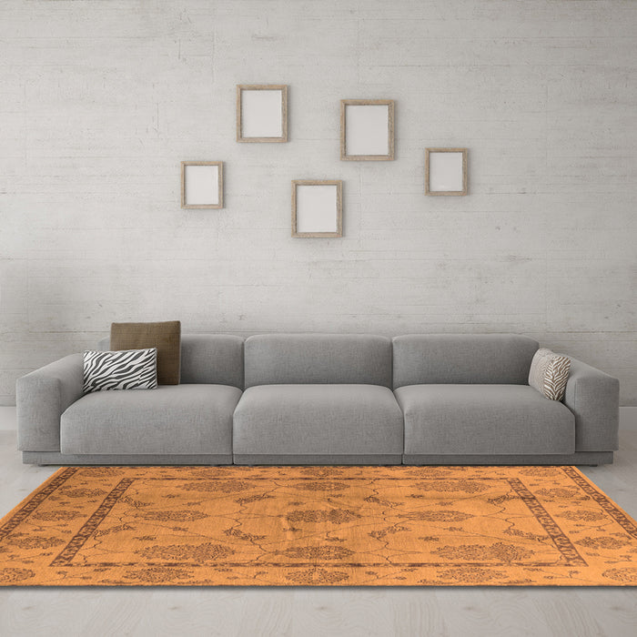 Machine Washable Oriental Orange Industrial Area Rugs in a Living Room, wshurb3165org
