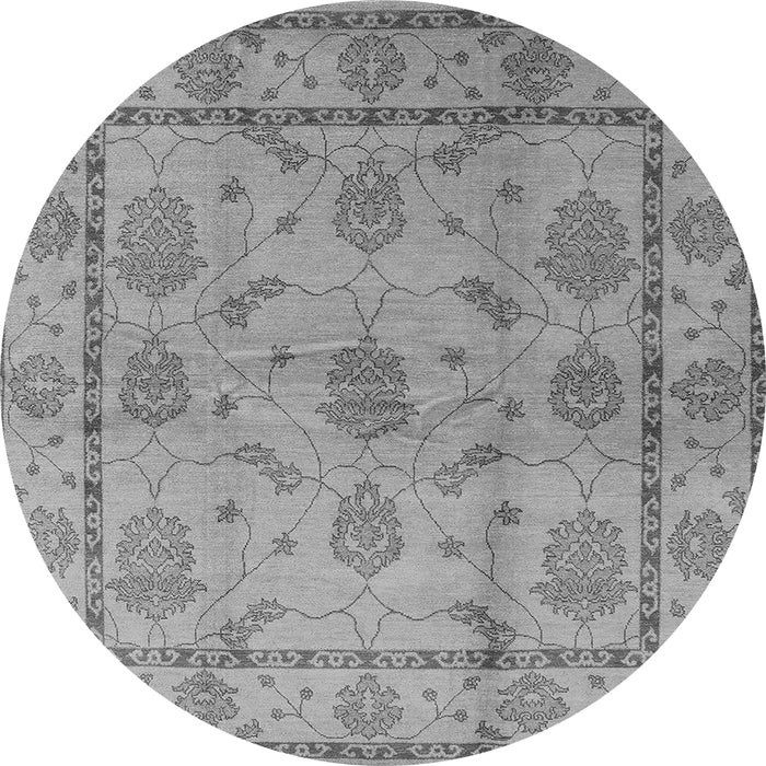 Round Machine Washable Oriental Gray Industrial Rug, wshurb3165gry