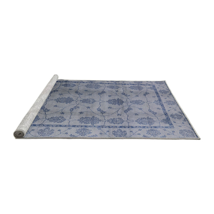 Sideview of Machine Washable Industrial Modern Blue Gray Rug, wshurb3166
