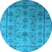 Round Oriental Light Blue Industrial Rug, urb3166lblu