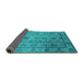 Sideview of Oriental Turquoise Industrial Rug, urb3166turq