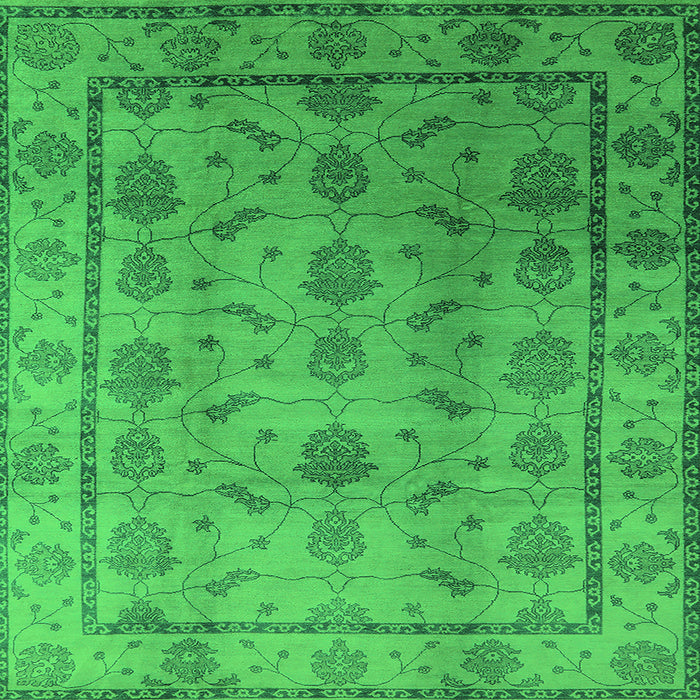 Square Machine Washable Oriental Green Industrial Area Rugs, wshurb3166grn