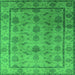 Square Machine Washable Oriental Green Industrial Area Rugs, wshurb3166grn