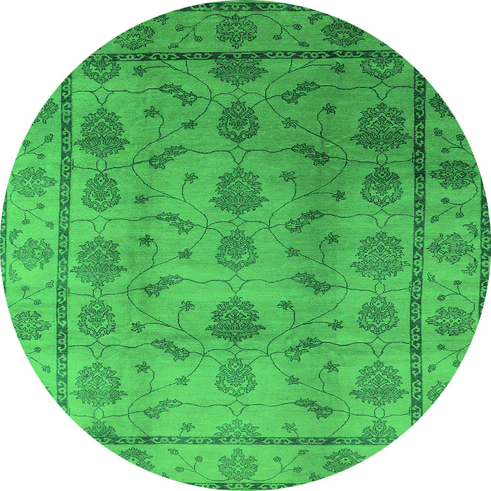 Round Oriental Green Industrial Rug, urb3166grn