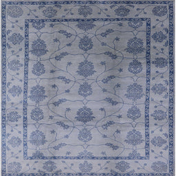 Square Mid-Century Modern Blue Gray Oriental Rug, urb3166