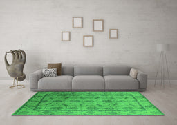 Machine Washable Oriental Green Industrial Area Rugs in a Living Room,, wshurb3166grn