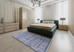 Mid-Century Modern Blue Gray Oriental Rug in a Bedroom, urb3166