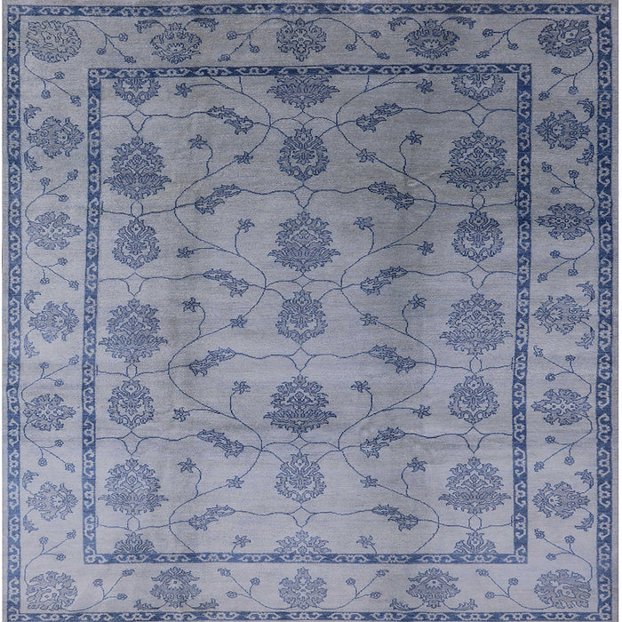 Square Machine Washable Industrial Modern Blue Gray Rug, wshurb3166