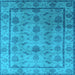 Square Machine Washable Oriental Light Blue Industrial Rug, wshurb3166lblu