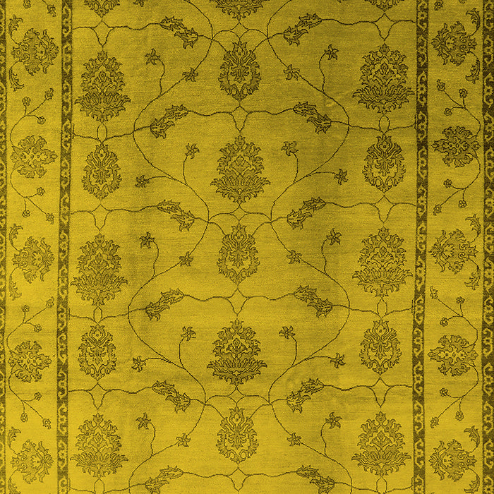 Machine Washable Oriental Yellow Industrial Rug, wshurb3166yw