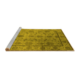 Sideview of Machine Washable Oriental Yellow Industrial Rug, wshurb3166yw