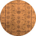 Round Machine Washable Oriental Orange Industrial Area Rugs, wshurb3166org