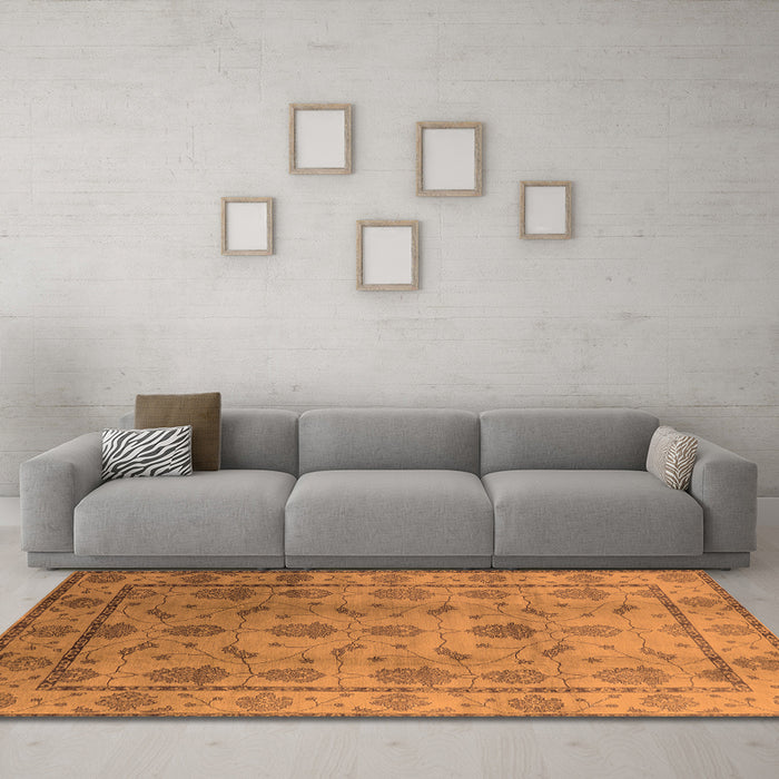 Machine Washable Oriental Orange Industrial Area Rugs in a Living Room, wshurb3166org