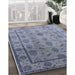 Mid-Century Modern Blue Gray Oriental Rug in Family Room, urb3166