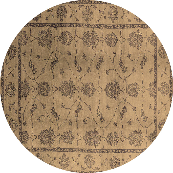 Round Oriental Brown Industrial Rug, urb3166brn