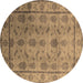 Round Oriental Brown Industrial Rug, urb3166brn