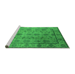Sideview of Machine Washable Oriental Green Industrial Area Rugs, wshurb3166grn