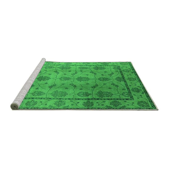 Sideview of Machine Washable Oriental Green Industrial Area Rugs, wshurb3166grn