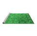 Sideview of Machine Washable Oriental Green Industrial Area Rugs, wshurb3166grn