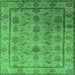 Square Machine Washable Oriental Emerald Green Industrial Area Rugs, wshurb3166emgrn