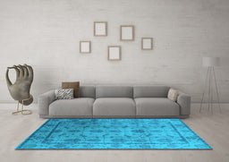 Machine Washable Oriental Light Blue Industrial Rug in a Living Room, wshurb3166lblu