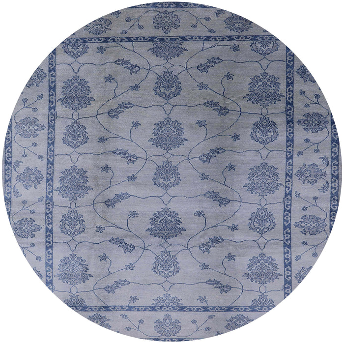 Round Mid-Century Modern Blue Gray Oriental Rug, urb3166