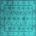 Square Oriental Turquoise Industrial Rug, urb3166turq