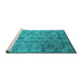 Sideview of Machine Washable Oriental Turquoise Industrial Area Rugs, wshurb3166turq