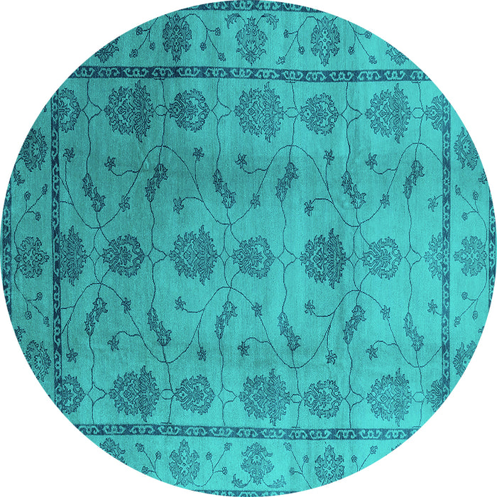 Round Oriental Turquoise Industrial Rug, urb3166turq