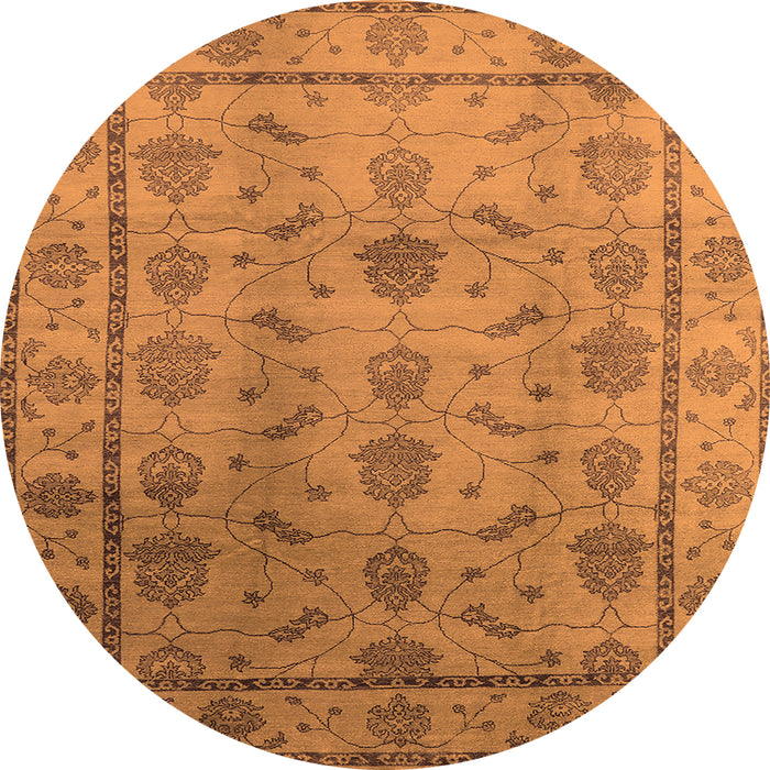 Round Oriental Orange Industrial Rug, urb3166org