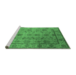 Sideview of Machine Washable Oriental Emerald Green Industrial Area Rugs, wshurb3166emgrn