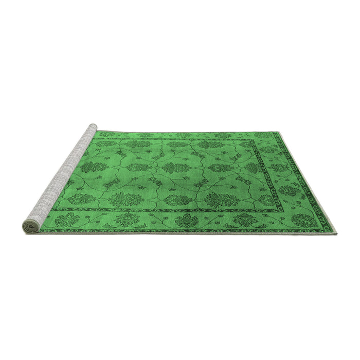 Sideview of Machine Washable Oriental Emerald Green Industrial Area Rugs, wshurb3166emgrn