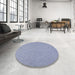 Round Mid-Century Modern Light Purple Blue Oriental Rug in a Office, urb3167