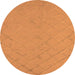 Round Machine Washable Oriental Orange Industrial Area Rugs, wshurb3167org