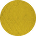 Round Oriental Yellow Industrial Rug, urb3167yw