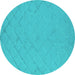 Round Oriental Turquoise Industrial Rug, urb3167turq