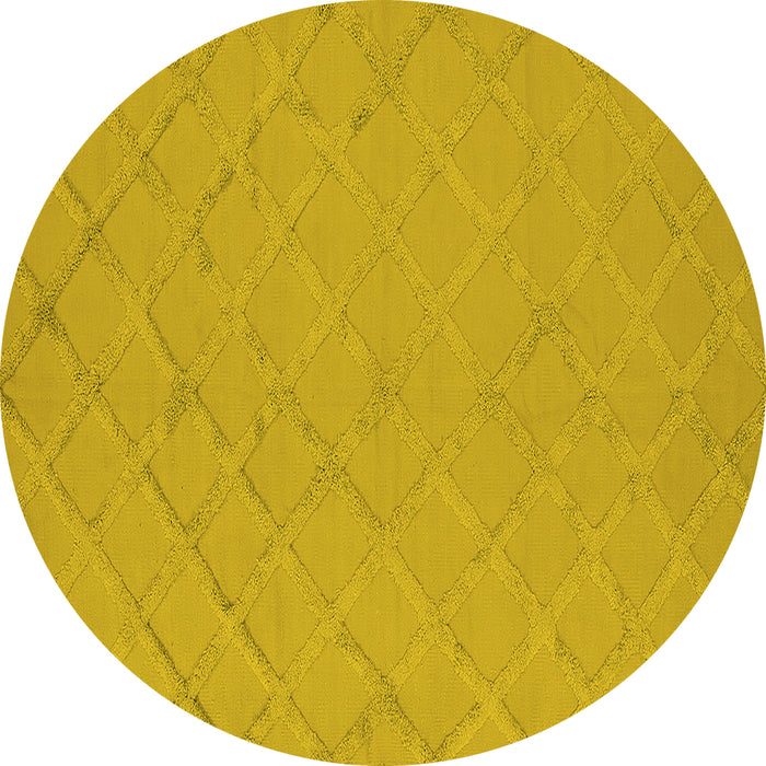 Round Machine Washable Oriental Yellow Industrial Rug, wshurb3167yw
