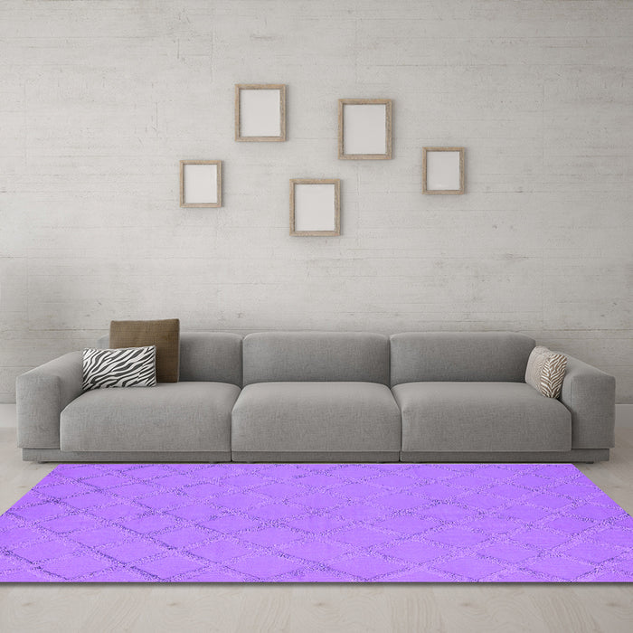 Machine Washable Oriental Purple Industrial Area Rugs in a Living Room, wshurb3167pur