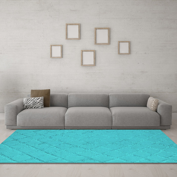 Machine Washable Oriental Turquoise Industrial Area Rugs in a Living Room,, wshurb3167turq