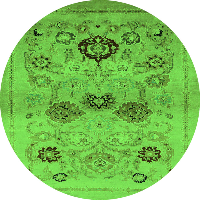 Round Oriental Green Industrial Rug, urb3168grn
