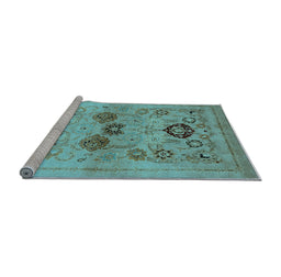 Sideview of Machine Washable Oriental Light Blue Industrial Rug, wshurb3168lblu