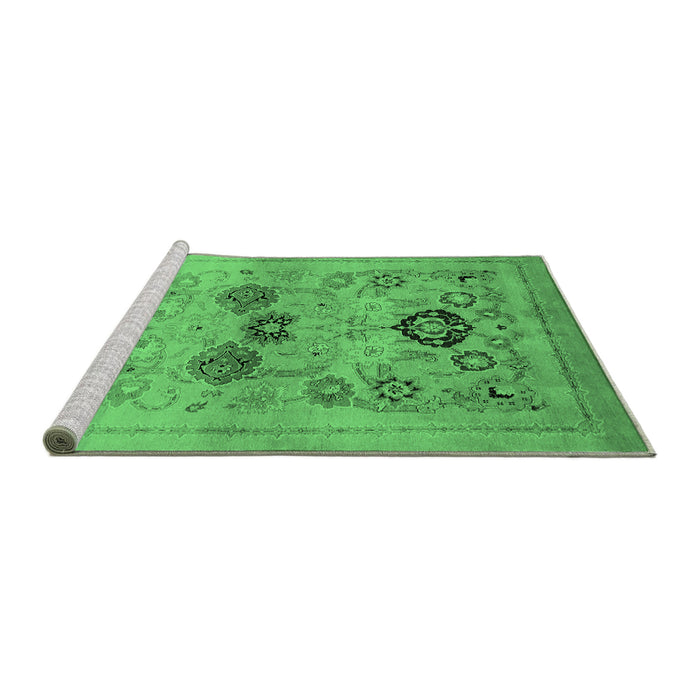 Sideview of Machine Washable Oriental Emerald Green Industrial Area Rugs, wshurb3168emgrn